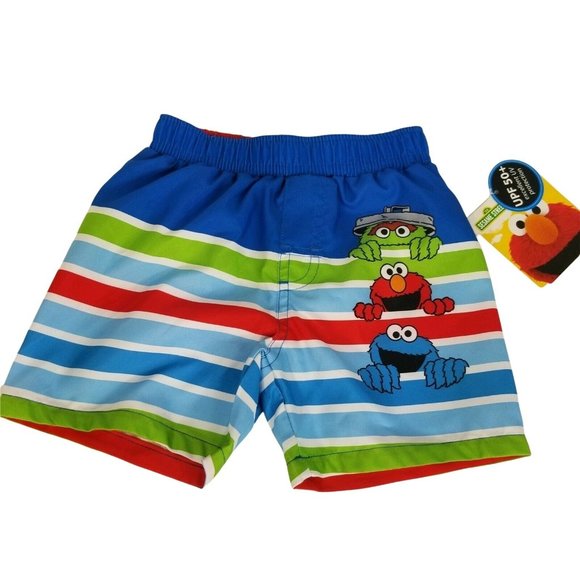 Sesame Street Infant Boys 0/3 Months Swimsuit UPF 50+ Board Shorts Swim Elmo New - Picture 1 of 12